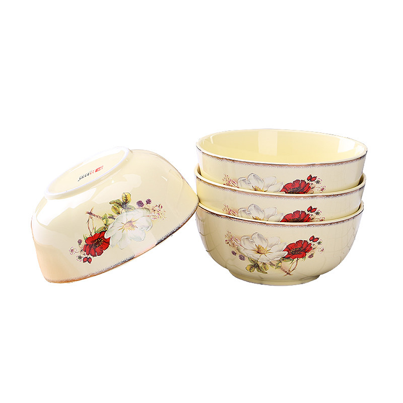 饭碗红杜鹃家用吃饭欧式陶瓷瓷碗沙拉碗面碗碗米碗