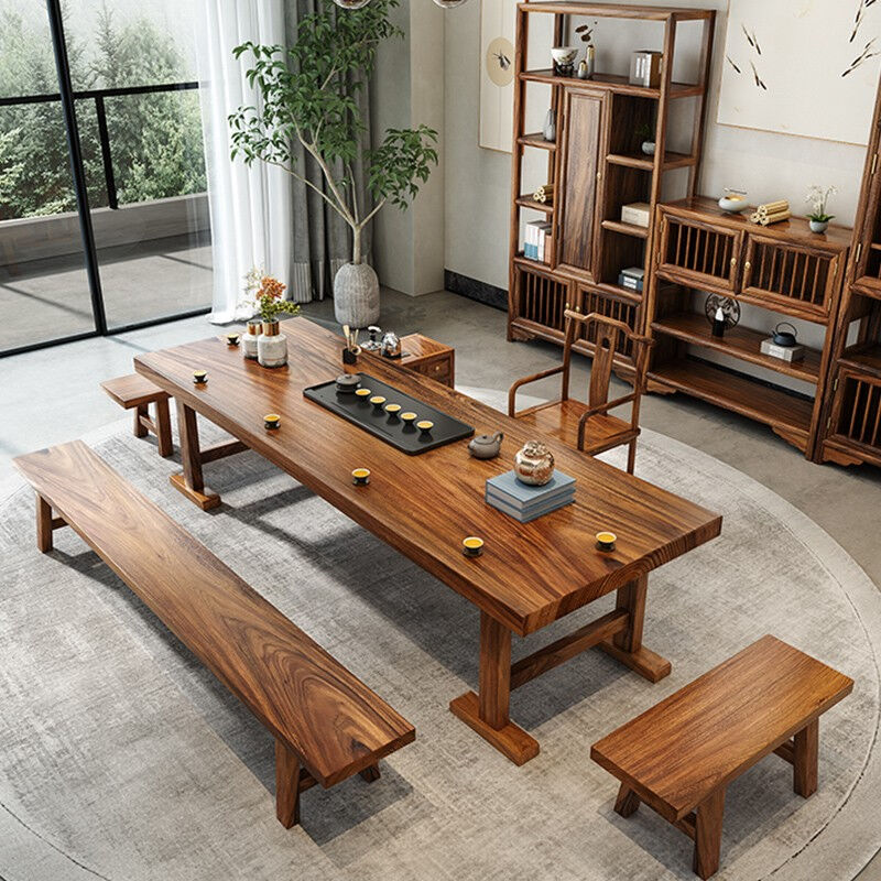 铭篆胡桃木整板实木大板茶桌原木奥坎茶台巴花茶几