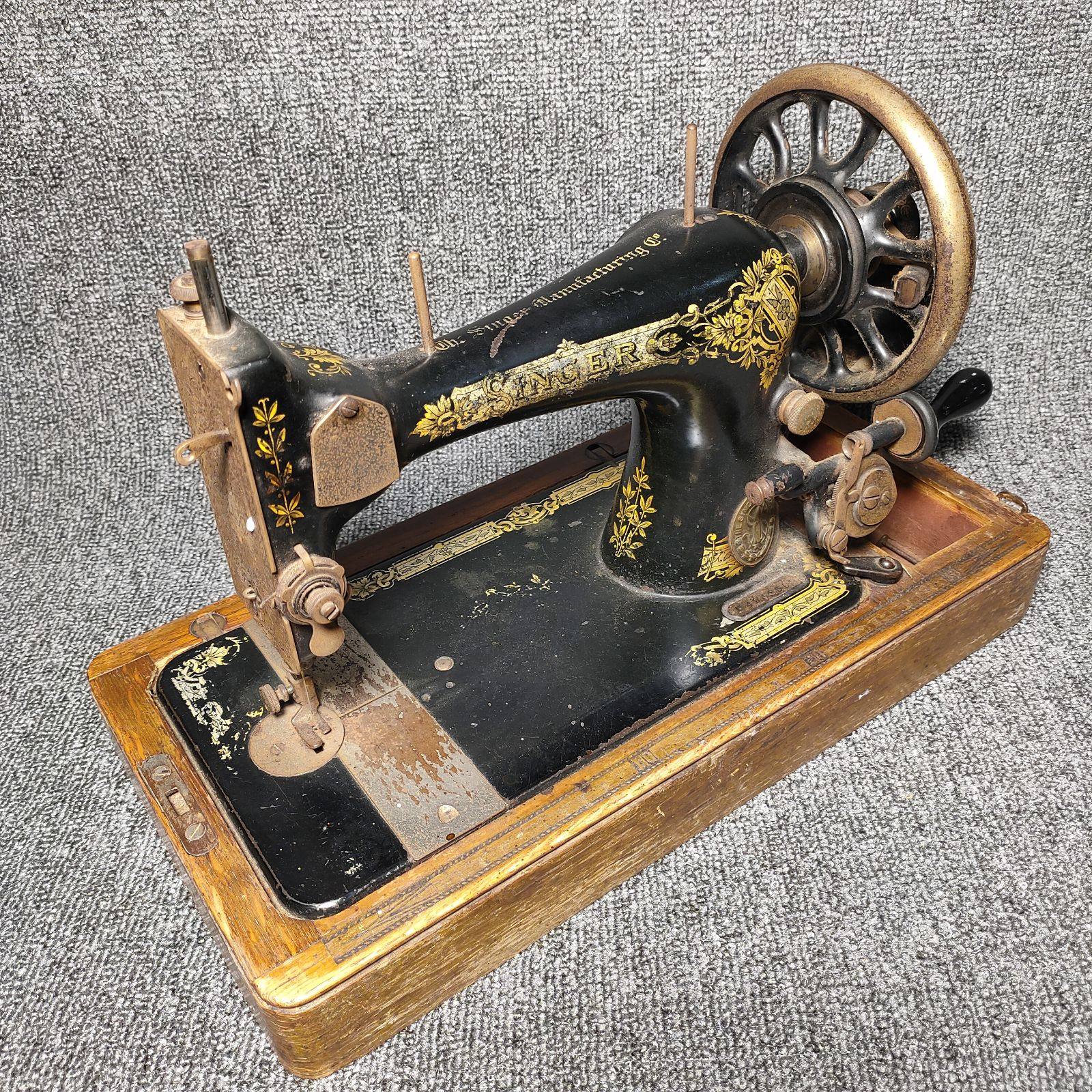 1914年英国古董苏格兰胜家singer歌手手摇缝纫机瑕疵缝纫机