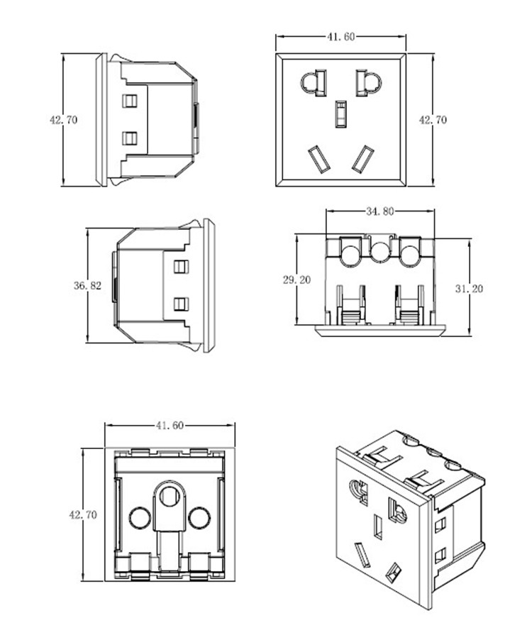 ac桌面五孔国标卡式嵌入式新国标插座模块安全电源插座