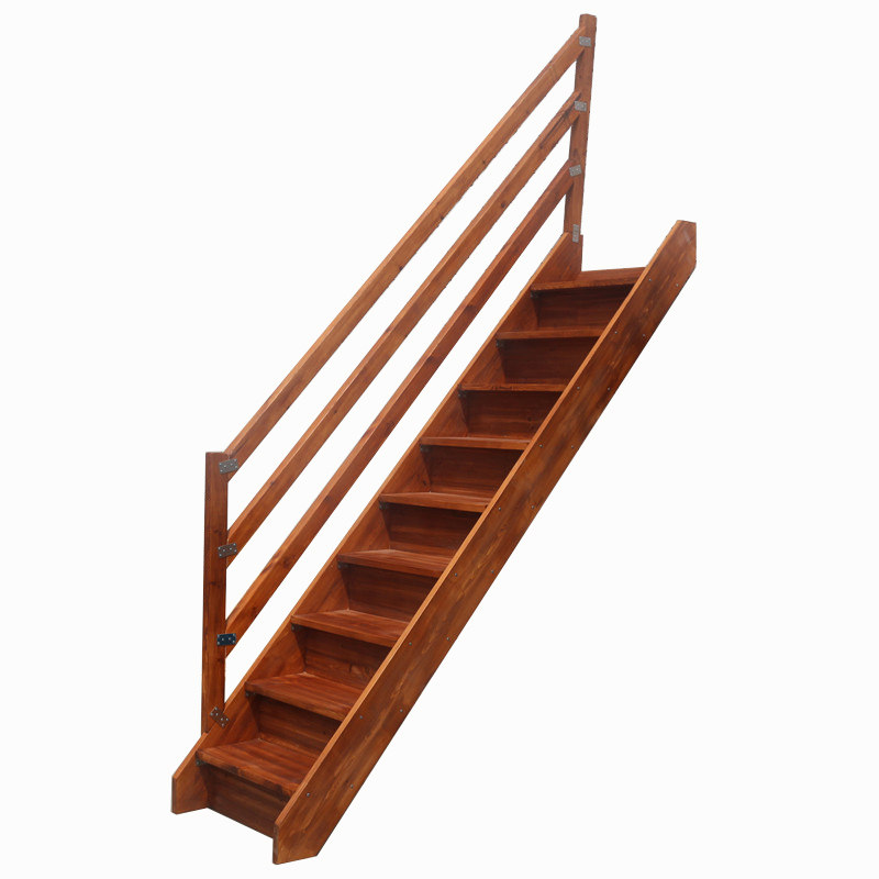 梯子木梯家用木质直梯登高梯爬梯室内扶手45度整体楼梯
