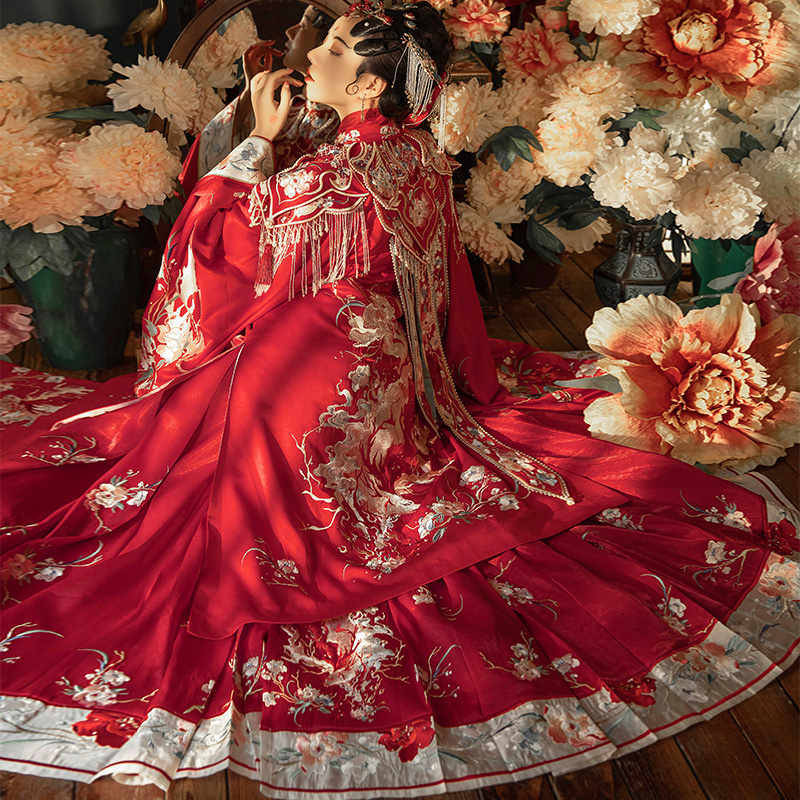 意向金清欢纪汉服原创金玉良缘汉服婚服套装汉服嫁衣马面裙红  价格