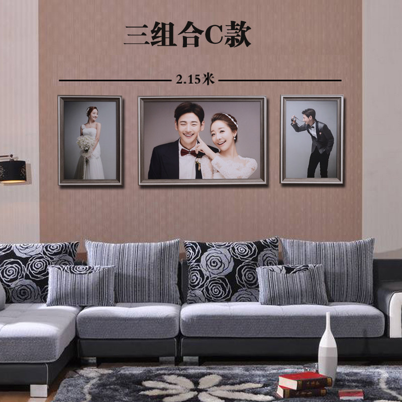 影楼结婚照放大照片韩式简约婚纱照挂墙相框组合三联框照片墙客厅