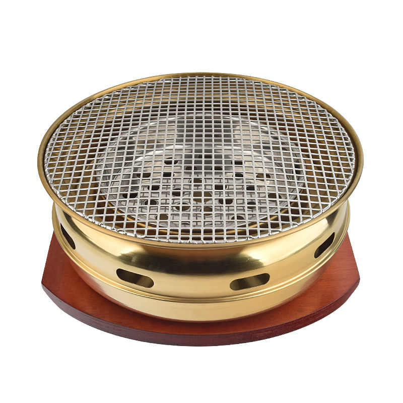 烤炉缘隆韩式商用烧炉金色烤肉炉炭家用圆形烧烤炉