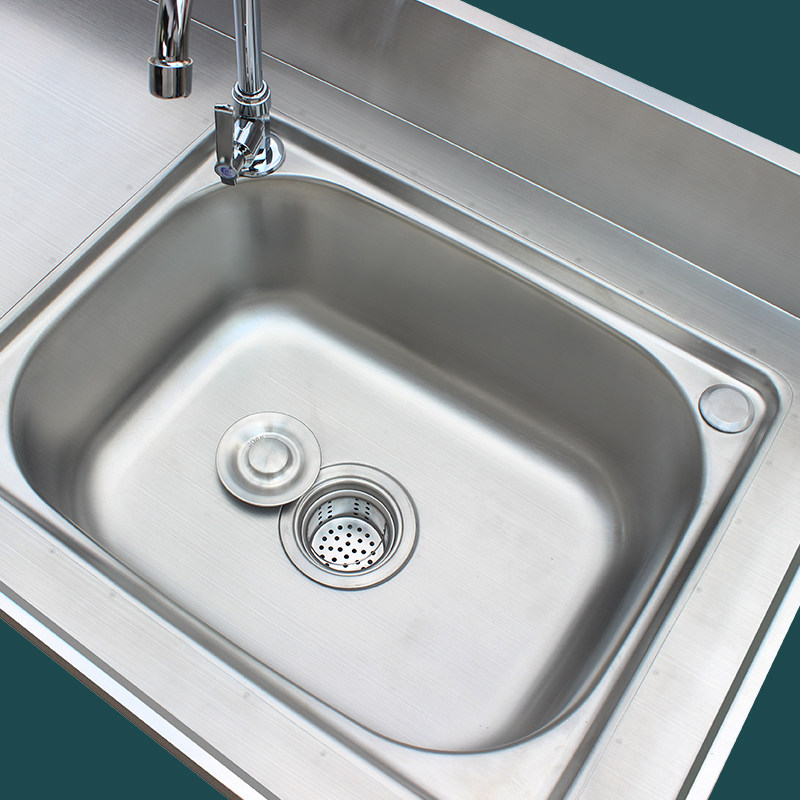 厨房水槽 304不锈钢单槽双槽洗菜盆洗碗池家用水池带支架平台落地