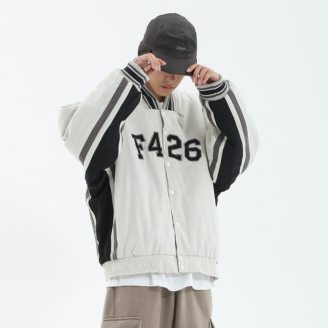 Tide brand couple hip hop spring baseball service coat spring and autumn loose casual jacket Tide brand couple hip hop spring baseball service coat spring and autumn loose casual jacket