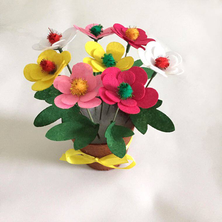 三八妇女节手工无纺布艺盆栽不织布儿童花束制作幼儿园diy材料包