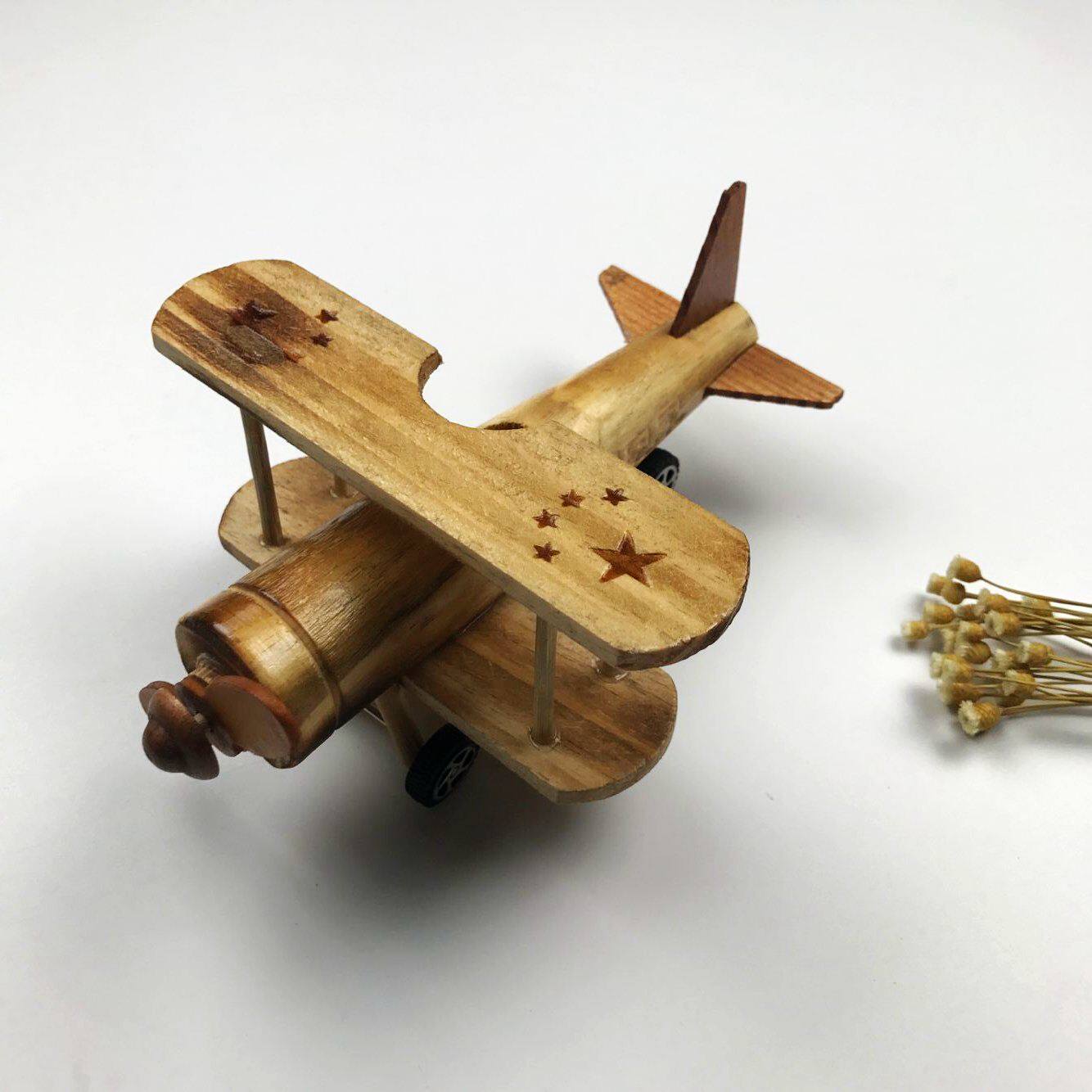 木制飞机模型工艺品摆件创意 手工 直升机战斗机模型仿真儿童玩具