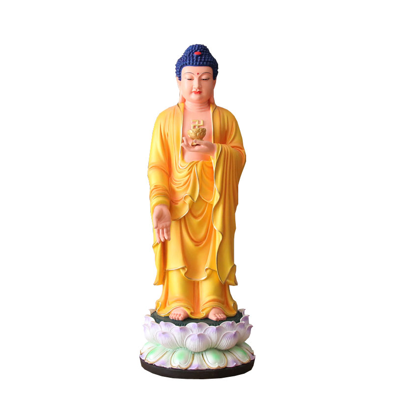 阿弥陀佛神像树脂玻璃钢佛像西方三圣站佛堂摆件