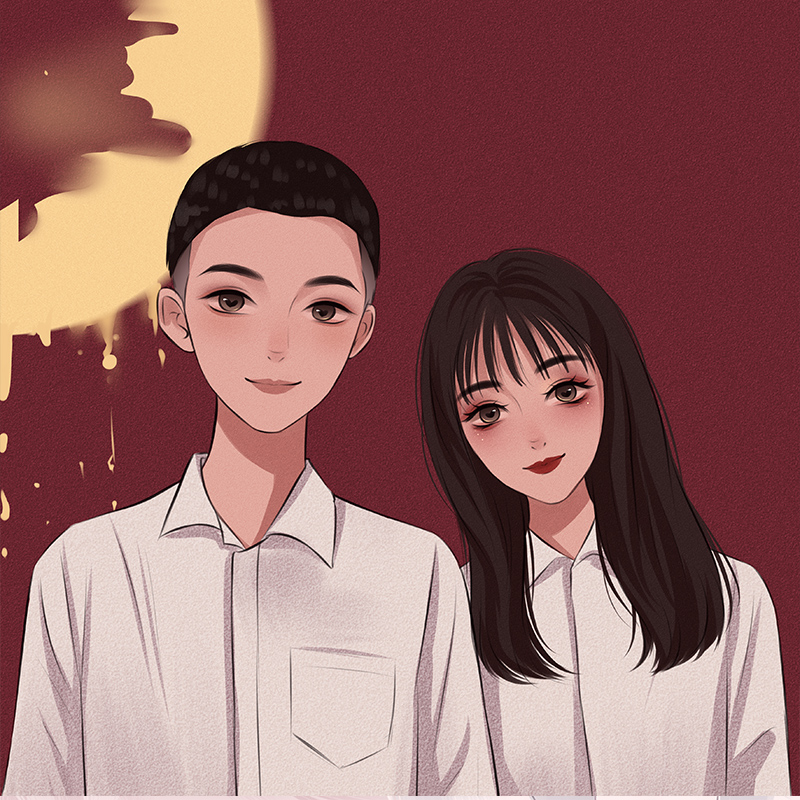 冷月 真人照片转纯手绘 手工定制情侣头像 卡通人物画肖像头像画