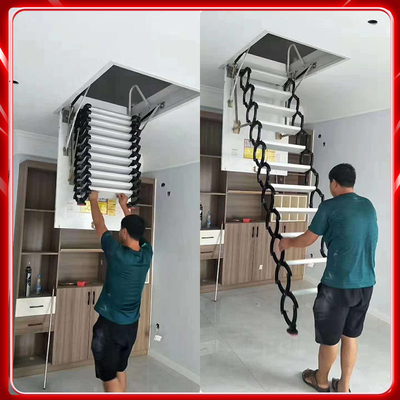 楼梯伸缩阁楼家用拉杆室内外拉伸隐形折叠复式整体楼梯