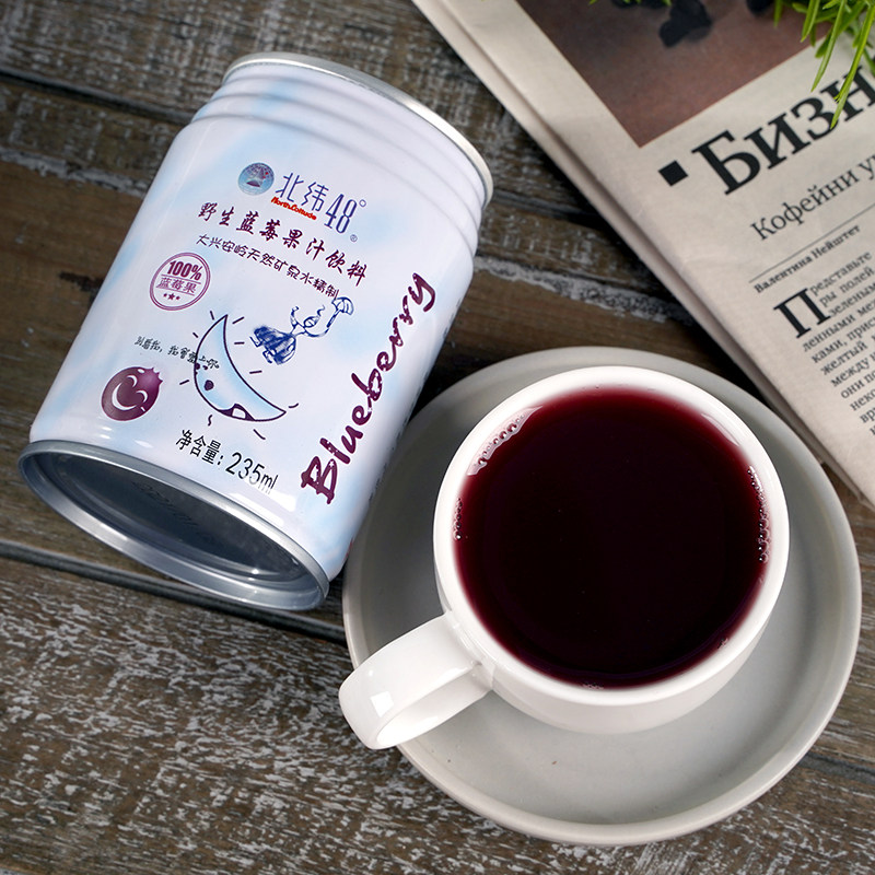 北纬48度大兴安岭蓝莓汁生果肉天然果汁235毫升礼盒果味