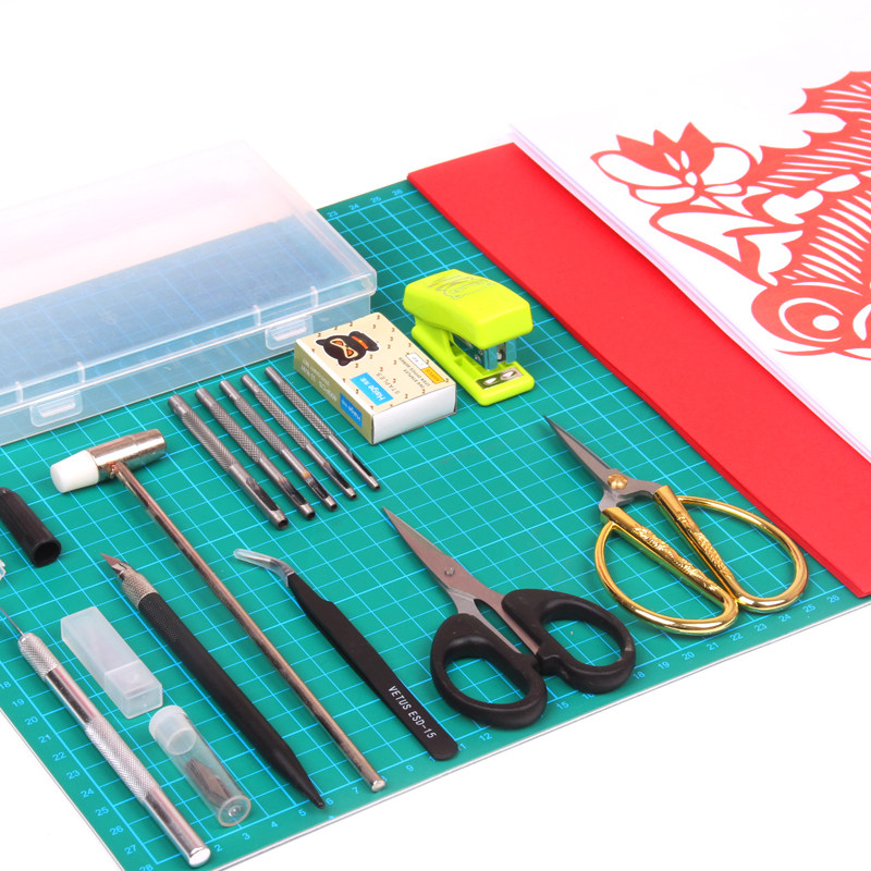 剪纸工具套装专业全套学生初学手工刻刀垫板刻板儿童刻纸工具图样