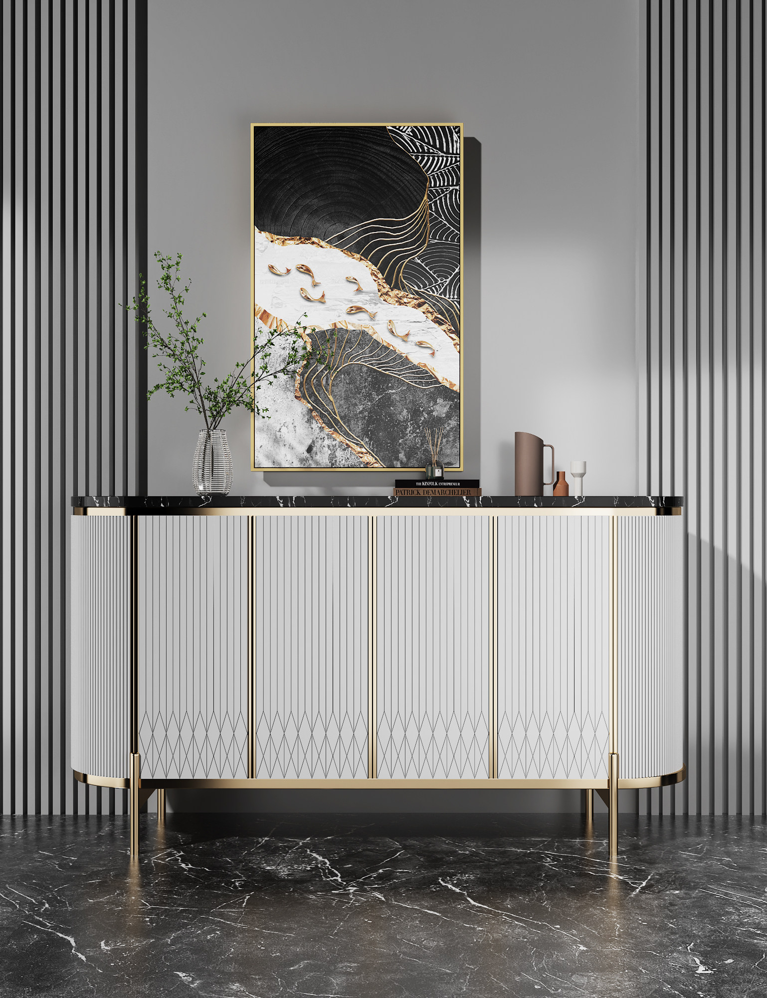 轻奢大理石餐边柜现代简约家用餐厅靠墙装饰储物柜入户餐边柜