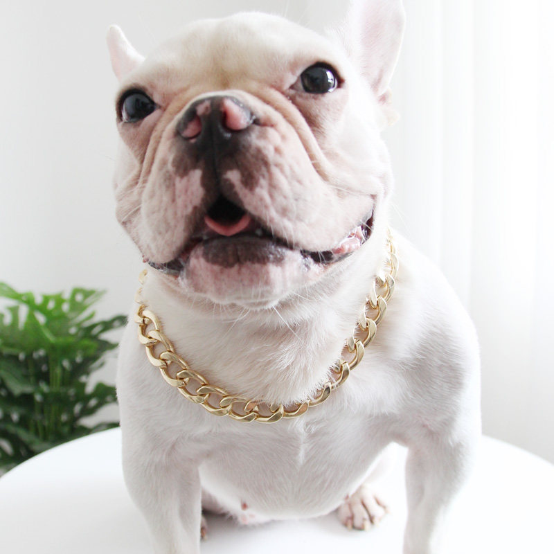 链子金链子狗狗宠物配饰饰品项链法斗项圈中小型挂饰