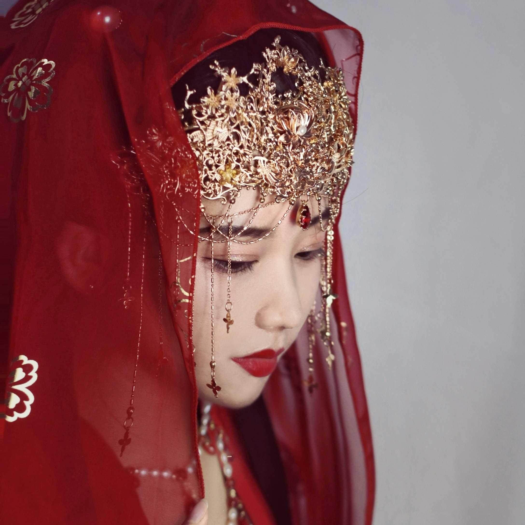 上邪额冠婚嫁流苏额饰梁祝发冠汉服头饰古风发饰