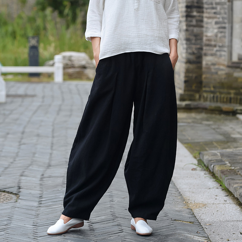 太极宽松棉麻裤女新款清照服装练功晨练休闲裤太极服