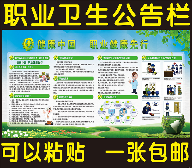 职业卫生公告栏海报工厂宣传画职业病防治危害告知墙贴