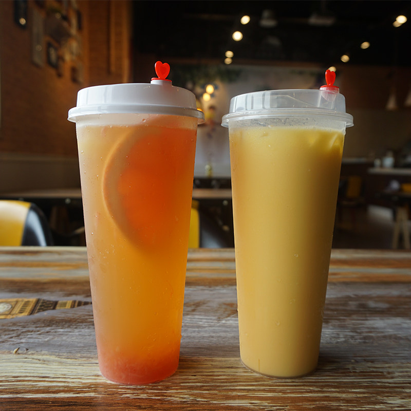 700ml一次性杯奶茶杯口径喜茶注塑加厚塑料杯带塑杯