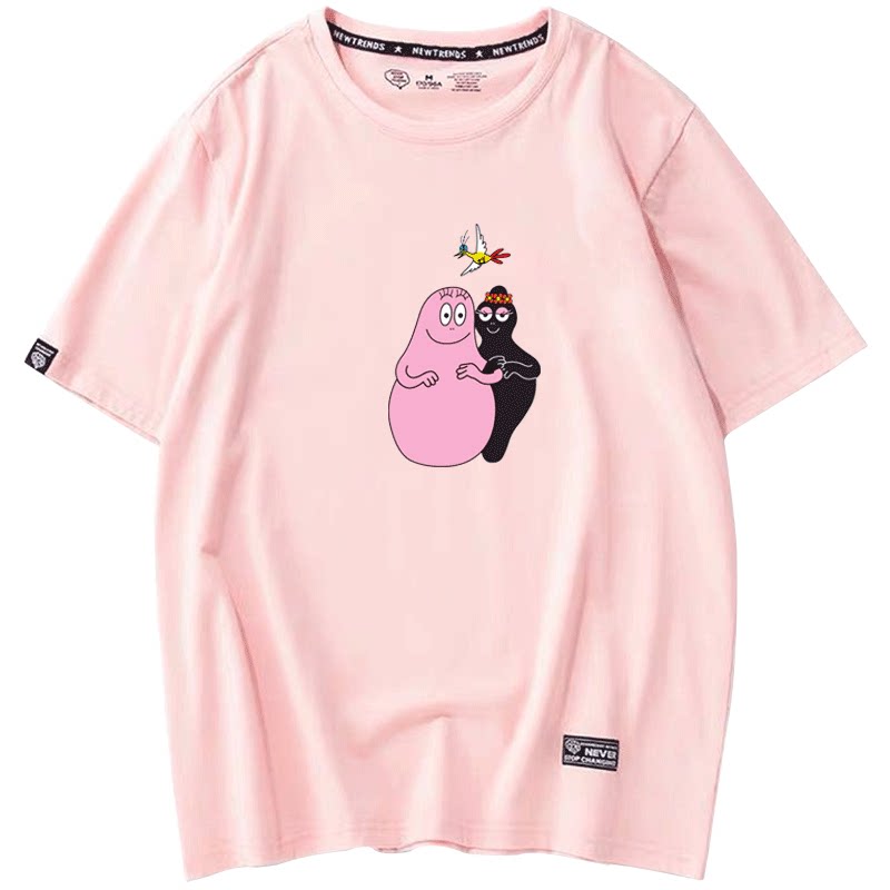 法国动画片barbapapa巴巴爸爸短袖男女纯棉袖上衣服夏装t恤