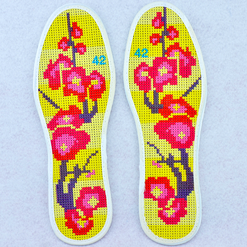 十字绣鞋垫新款男女不褪色满绣带针线半成品印花花草类满6双包邮