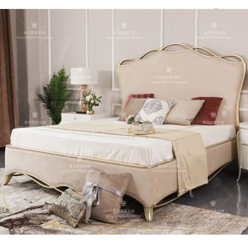 美式轻奢实木布艺卧室美克美家同款法式公主实木床