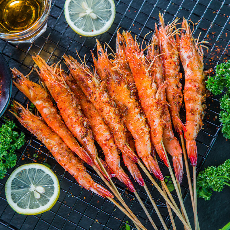烧烤木屋食材新鲜基围户外半成品海虾大虾10串活虾