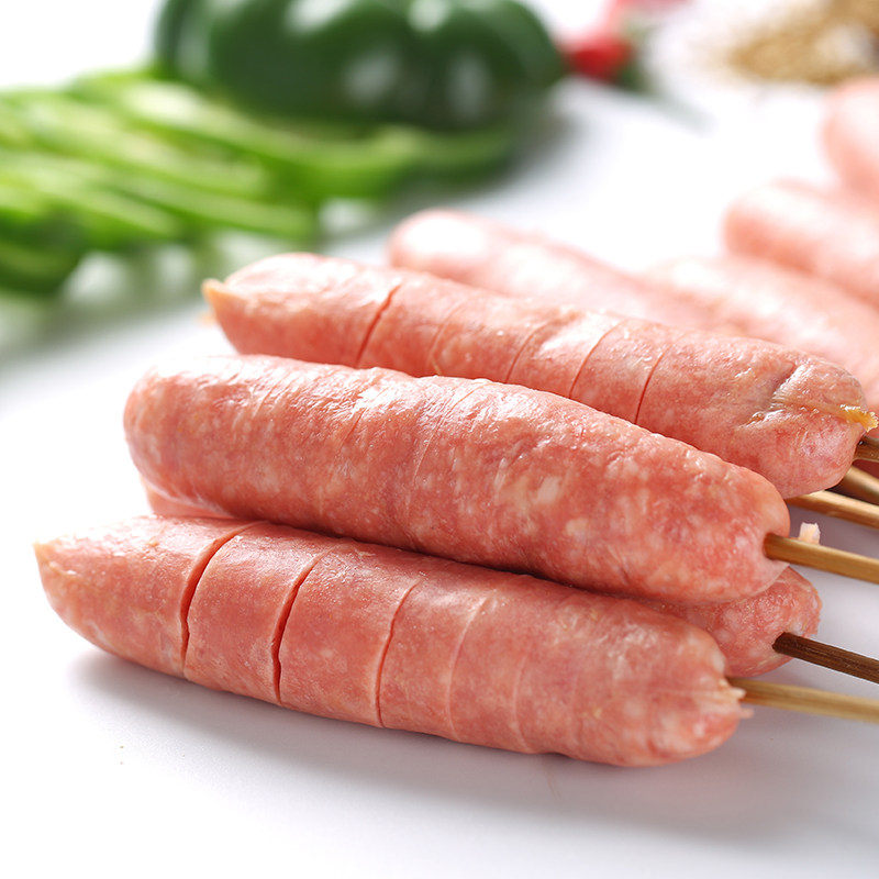 木屋烧烤食材原味香肠新鲜猪肉户外烧烤半成品烤肠热狗5串