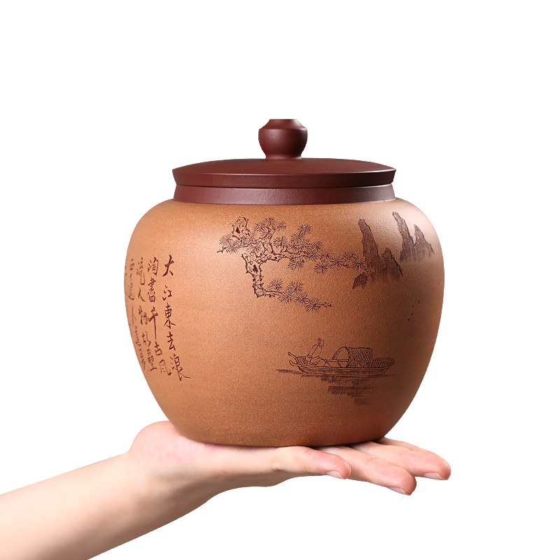 宜兴品茶手工中亚王中亚紫砂名家茶罐茶叶罐