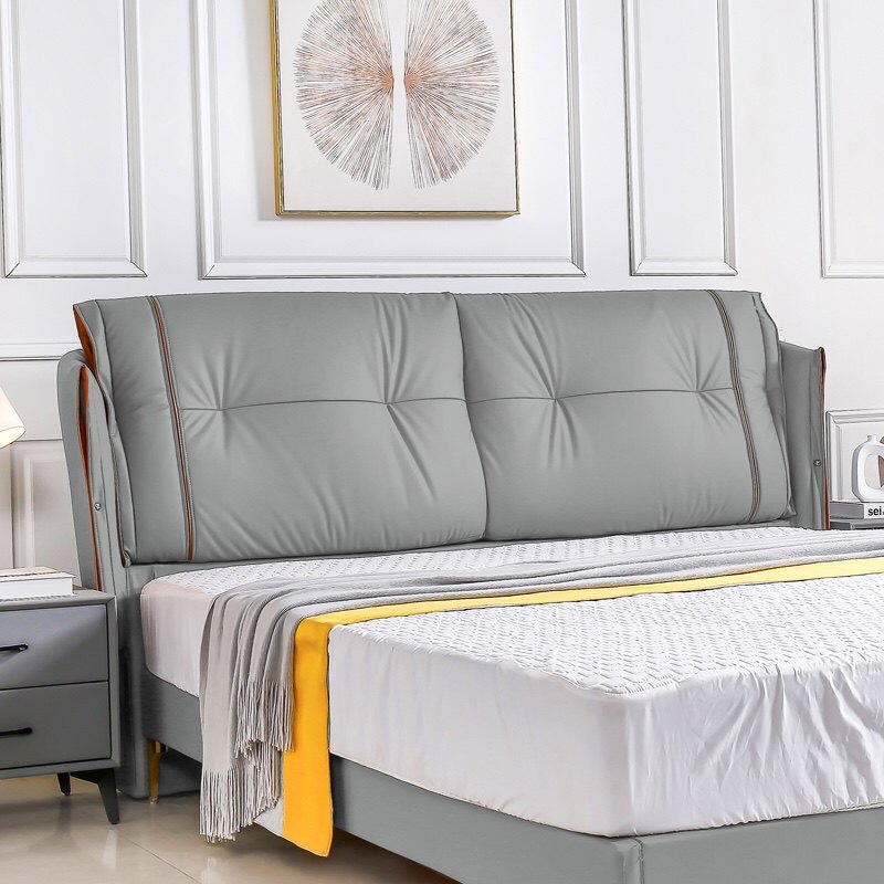 新款真皮靠背床头买个单买个现代双人床床头板简约床架