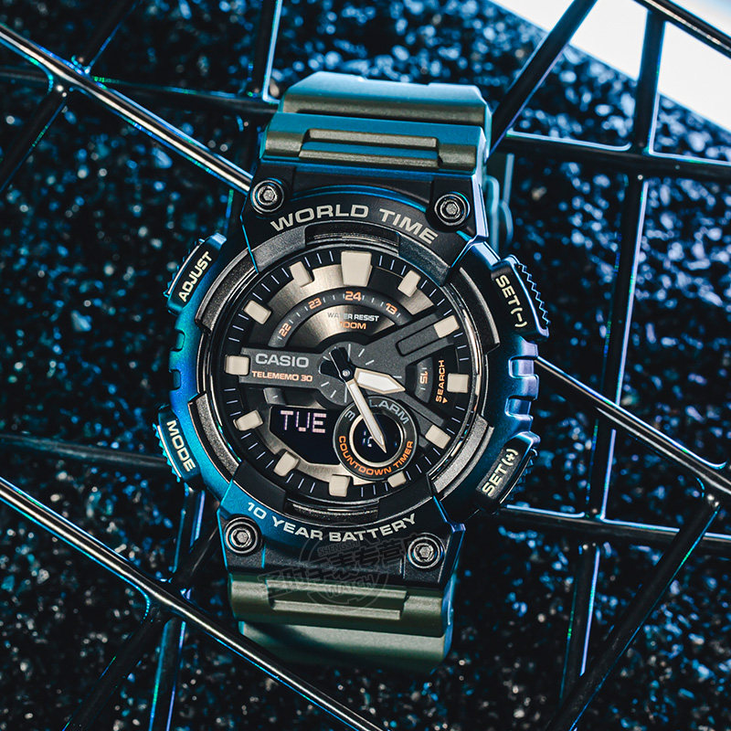 卡西欧手表情侣学生防水夜光双显太阳能光能石英日韩腕表