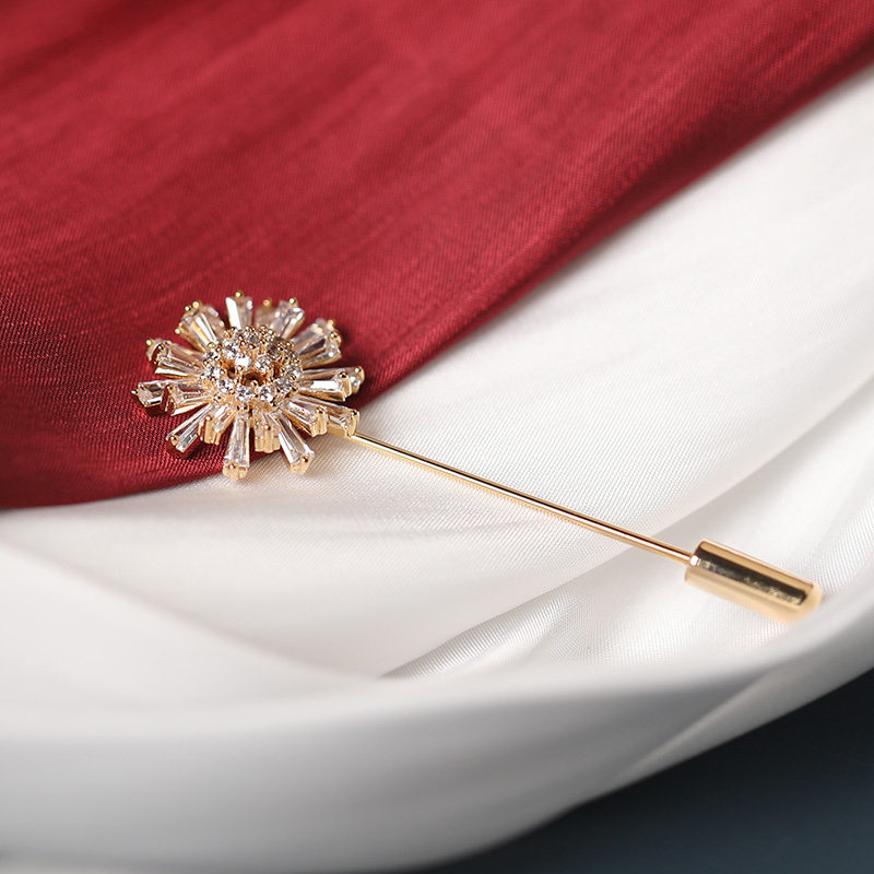 简约风雪雪花一字胸针大衣装饰品固定衣服西装胸针