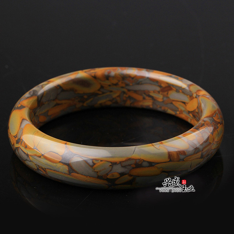 手镯天然女娲石五彩玉石镯子竹叶竹叶青青少女款手饰