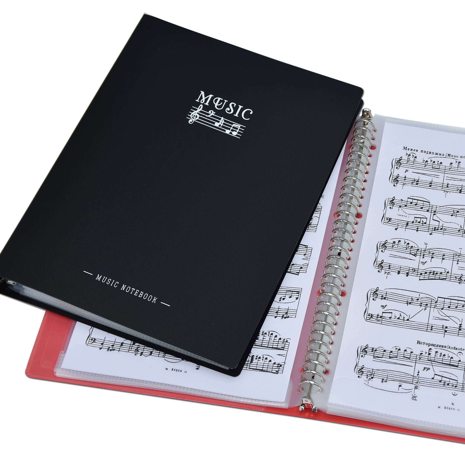 大红文件夹谱夹册a4黑色乐谱夹子活页不反光可修改谱插页多层多功能