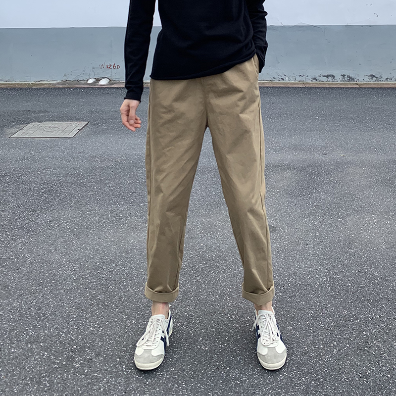 左手日记春夏新款工装裤女中性风卡其长裤休闲裤宽松男友风高腰