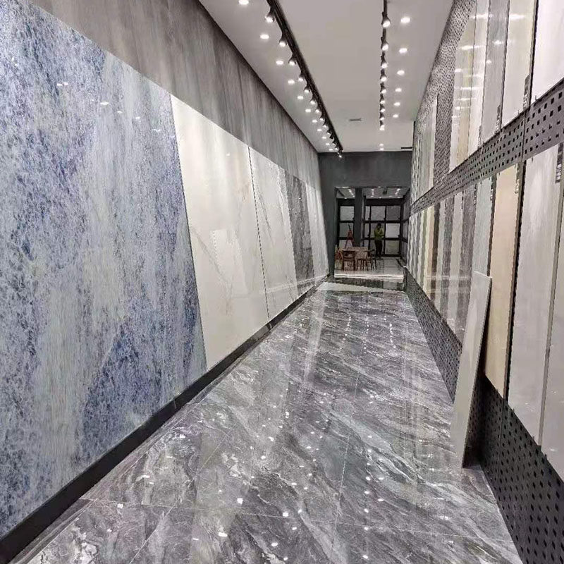 岩板背景墙1200x2400连纹大理石电视墙新款蓝色大板瓷砖岩板