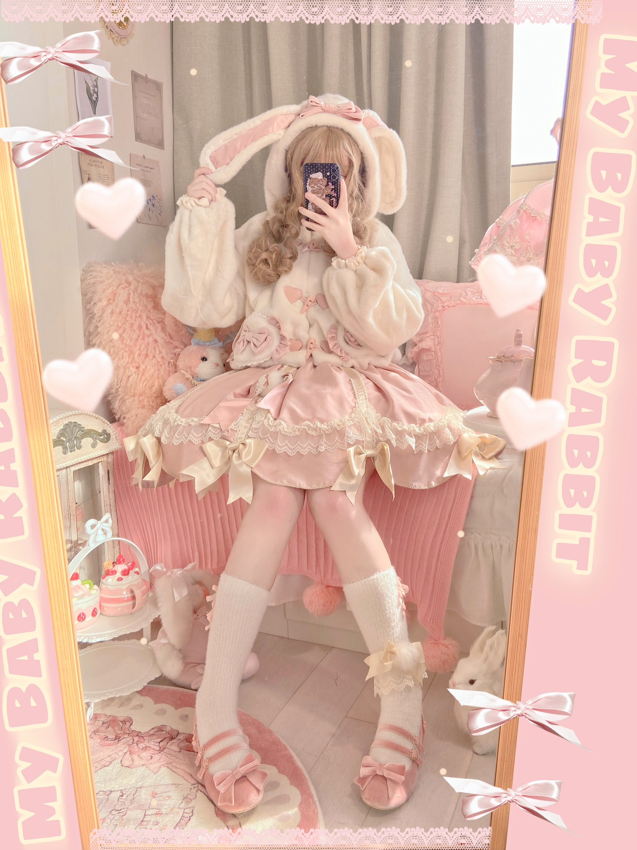 现货原创兔兔软妹可爱日系少女秋冬季兔耳jklolita洛丽塔