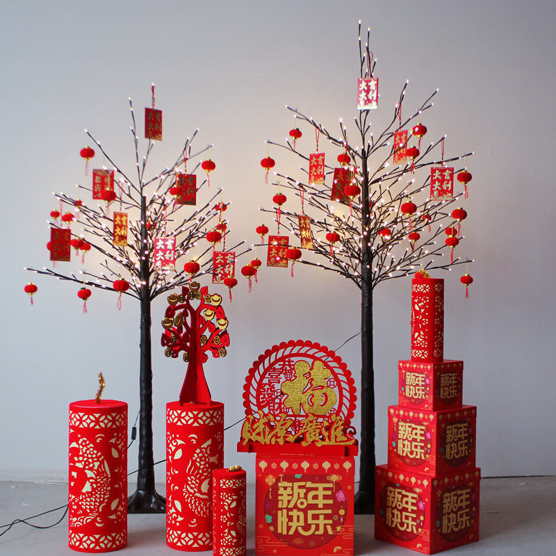 春节装饰场景布置新年炮竹坐炮福字摆件过年节日装扮用品