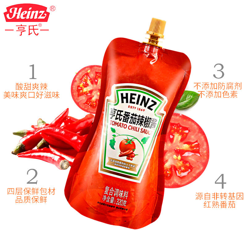 番茄5袋包邮亨氏辣椒酱320g家用泰式甜辣辣酱辣椒酱