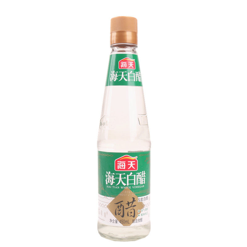 海天5度白醋450ml*2瓶凉拌醋洗脸泡脚足浴用的除垢清洁米醋非醋精