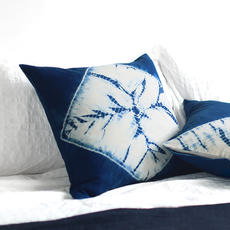 不如去作中式复古文艺日式北欧民族样板间蓝扎染靠垫