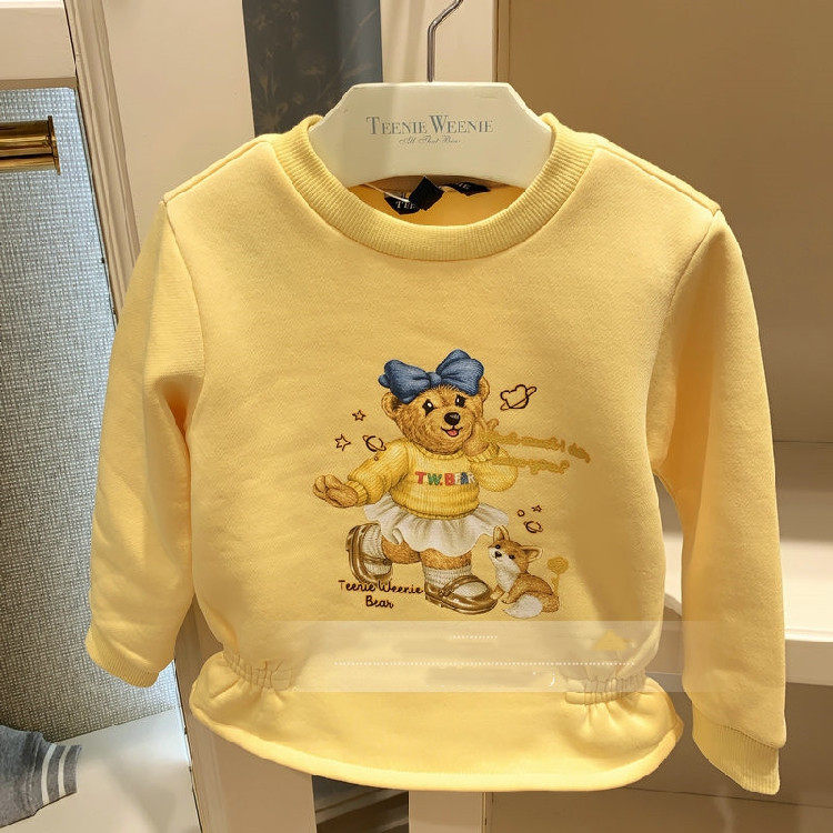 童装teenieweenie小熊秋冬新款中大童女休闲加绒卫衣