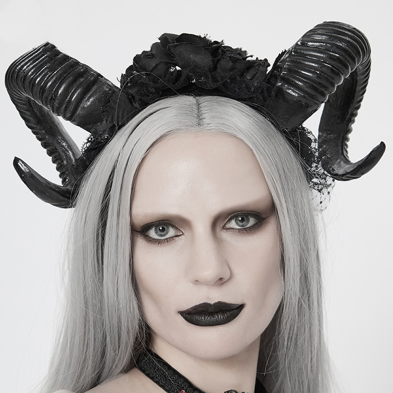 发饰钢铁老爷2021新款复古哥特风魔魔王犄角恶魔发饰