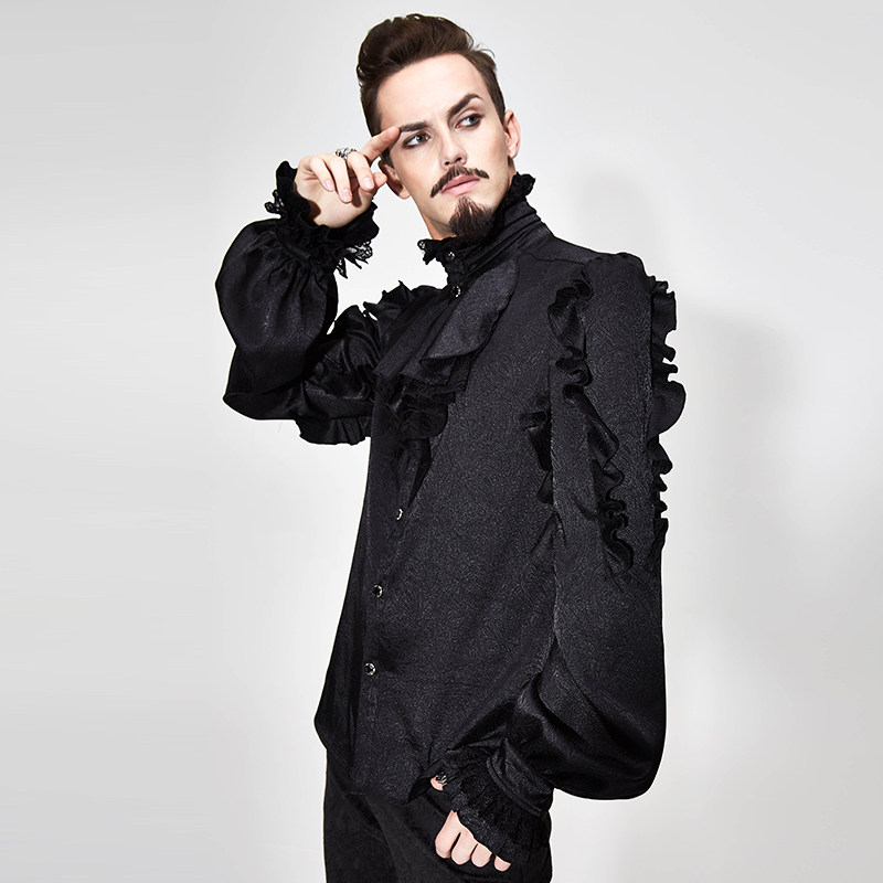 钢铁老爷中世纪黑暗男装蒸汽朋克衣服复古宫廷衬衫衬衫