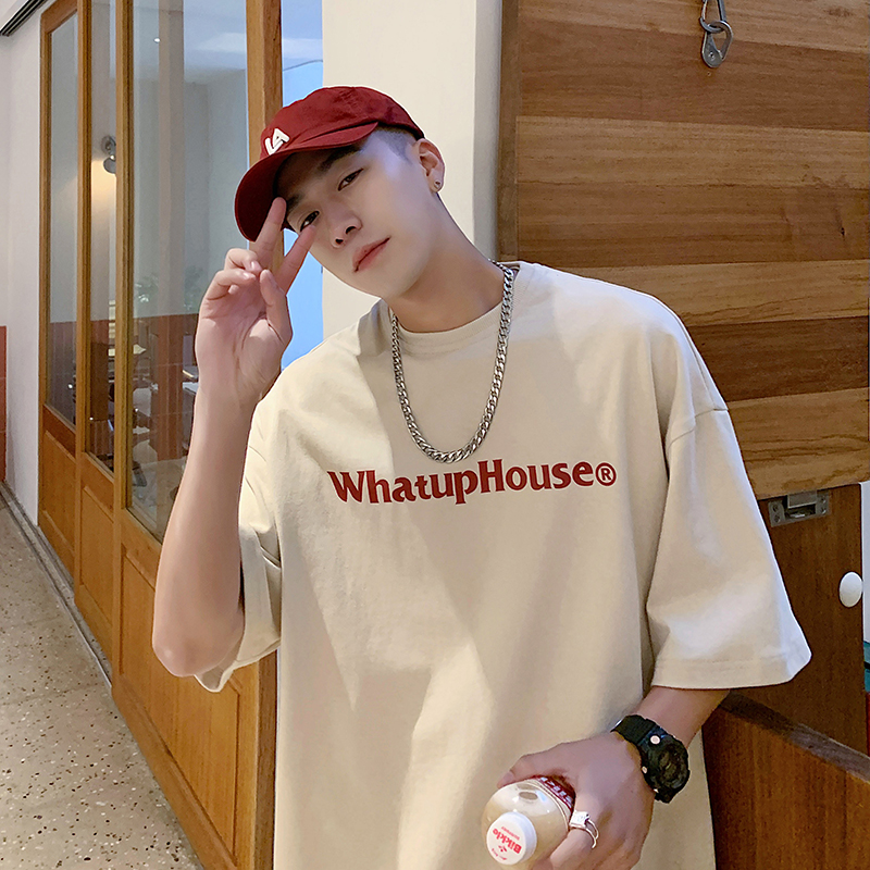 短袖t恤男士夏季薄款ins潮牌简约字母情侣上衣宽松学生半袖体恤衫