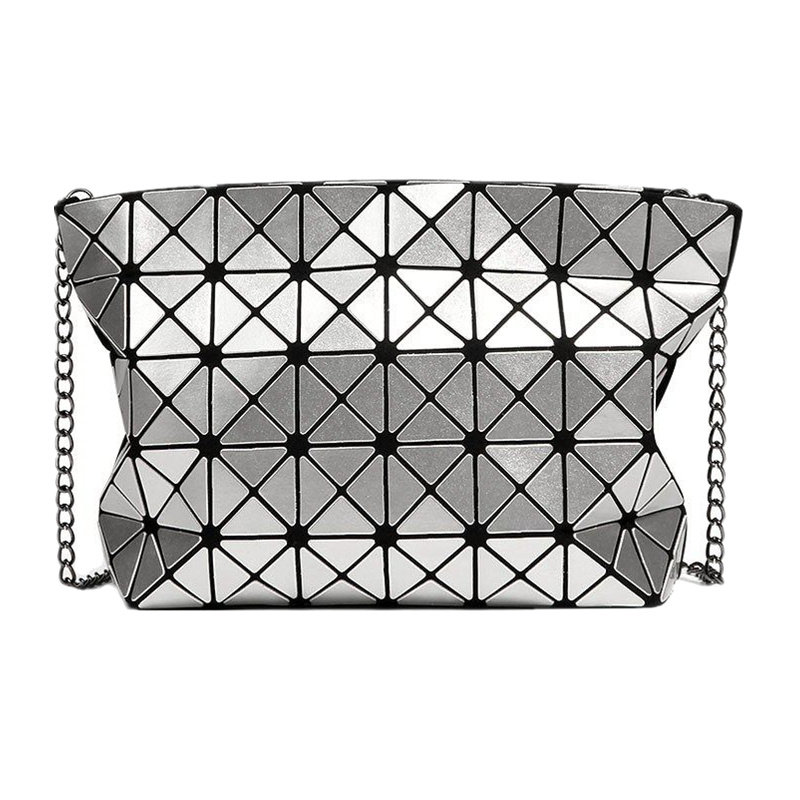 日本同款亮面折叠链条几何包2019新款时尚韩版菱形单肩斜挎包小包