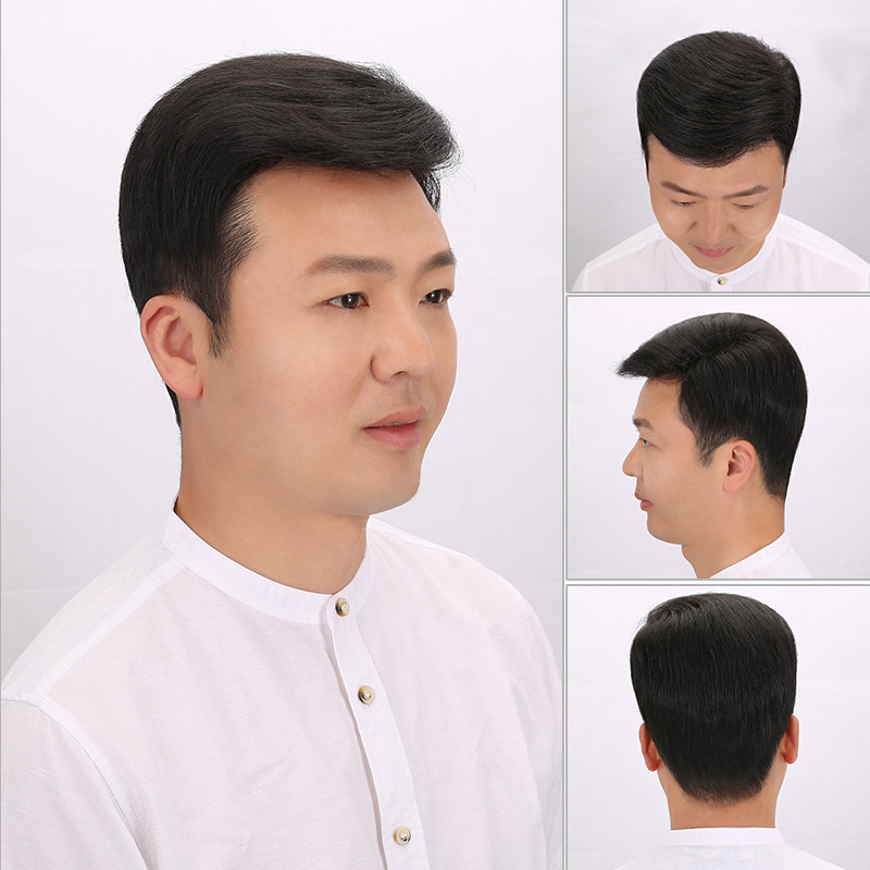 假发男韩版帅气领导型男士头顶秃顶前额补发片真发整顶假发