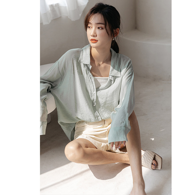 白色衬衫防晒衣女2021夏季新款宽松百搭薄款外搭长袖开衫上衣外套