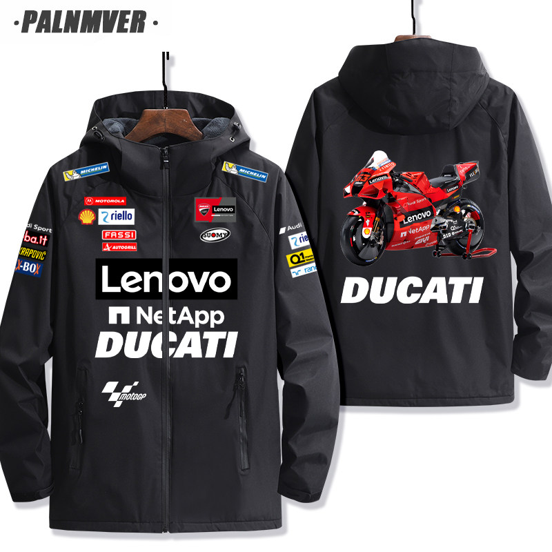 杜卡迪摩托车ducati连帽夹克motogp20赛车服男秋冬加绒夹克