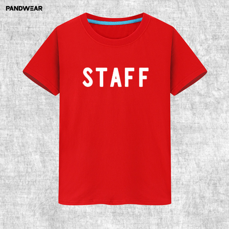 staff工作人员纪念justinbieber同款圆领打底短袖字母t恤